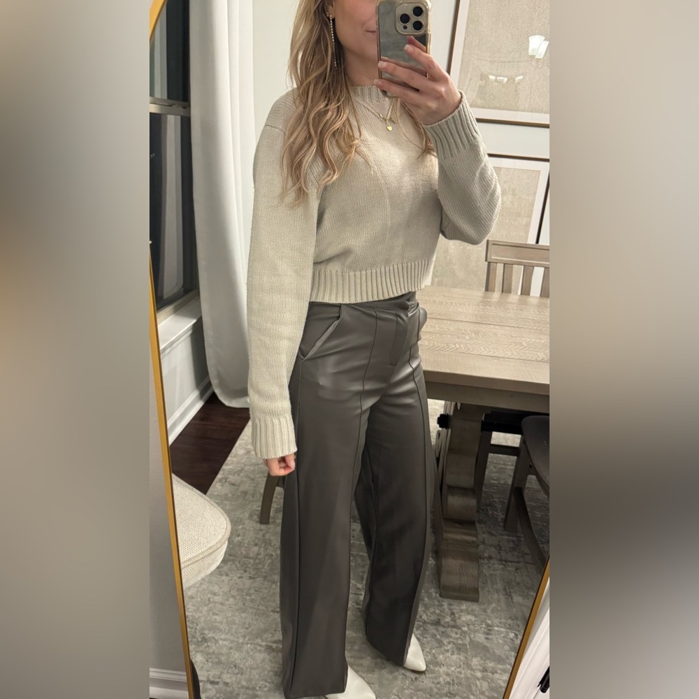Faux Leather Gray Women's Woman’s Work Dress Pants - Picture 13 of 13